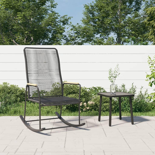 Garden Rocking Chair in Black and PVC Rattan - Little and Giant Explorers vidaXL