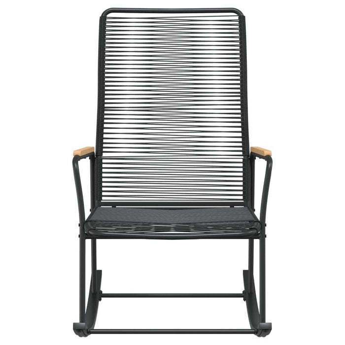 Garden Rocking Chair in Black and PVC Rattan - Little and Giant Explorers vidaXL