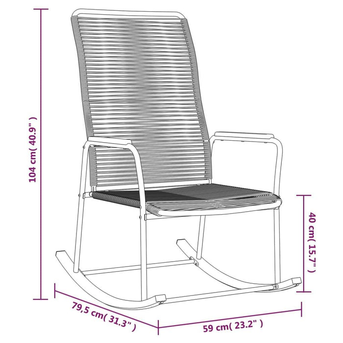 Garden Rocking Chair in Black and PVC Rattan - Little and Giant Explorers vidaXL