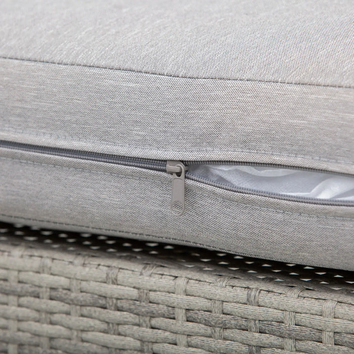 Three-Piece Corner Rattan Set with Glass Tables in Grey - Little and Giant Explorers Outsunny