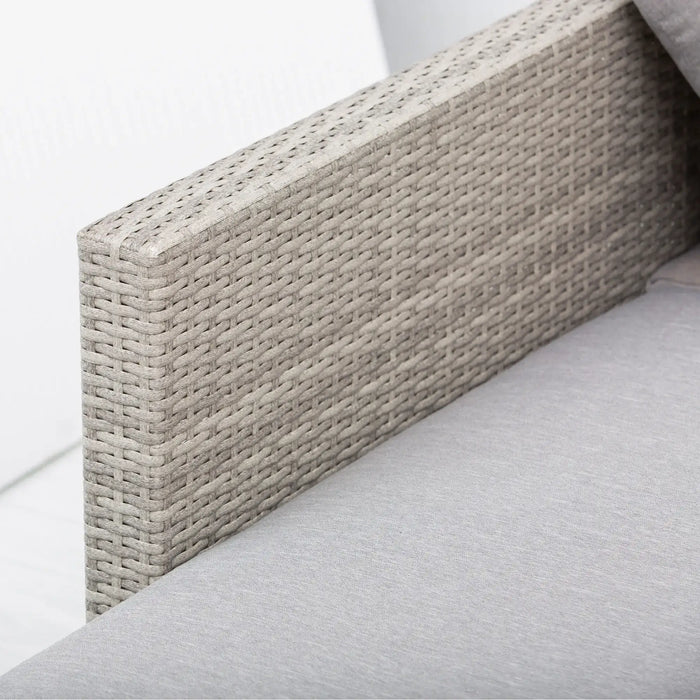 Three-Piece Corner Rattan Set with Glass Tables in Grey - Little and Giant Explorers Outsunny