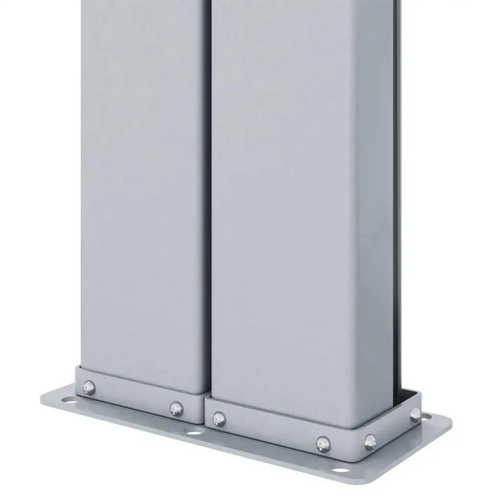 Close-up of anthracite metal base plate for retractable garden side awning