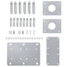 Garden side awning installation kit with bolts, nuts, brackets, and metal mounting plates.