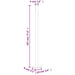 Diagram of a vertical garden awning post with measurements in centimeters and inches.