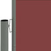 Brown retractable garden side awning with grey metal post and handle
