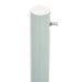 Close-up of metal awning support pole with bolt, cream color, for garden privacy screen.