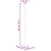 Cream garden side awning post, 197cm tall, with base dimensions labeled in cm and inches