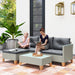 L Shaped Rattan Garden Furniture Set with Coffee Table in Charcoal Grey - Little and Giant Explorers Outsunny