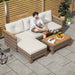 L Shaped Rattan Garden Furniture Set with Coffee Table in Cream - Little and Giant Explorers Outsunny
