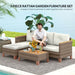 L Shaped Rattan Garden Furniture Set with Coffee Table in Cream - Little and Giant Explorers Outsunny