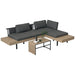 Garden Sofa Set Grey Natural Tone | 3-Piece L-Shape with Eco-Friendly Construction - Little and Giant Explorers Outsunny