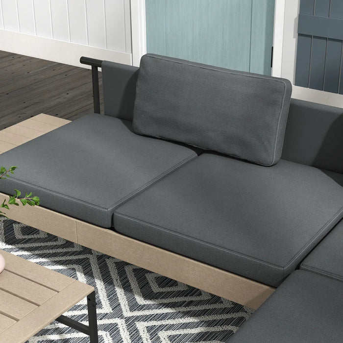Garden Sofa Set Grey Natural Tone | 3-Piece L-Shape with Eco-Friendly Construction - Little and Giant Explorers Outsunny