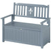 Garden Storage Bench | Grey Poplar Wood Two-Seater with 164L Storage Compartment - Little and Giant Explorers Outsunny