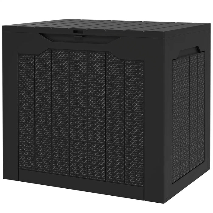 Black waterproof outdoor garden storage box with handles and textured panels