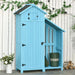 Garden Storage Cabinet with Log Store in Blue (130 x 55 x 180cm) - Little and Giant Explorers Outsunny