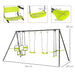 Metal Garden Swing Set with Double Swings, Glider and Swing Seats - Little and Giant Explorers Outsunny