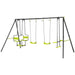 Metal Garden Swing Set with Double Swings, Glider and Swing Seats - Little and Giant Explorers Outsunny