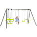 Metal Garden Swing Set with Double Swings, Glider and Swing Seats - Little and Giant Explorers Outsunny