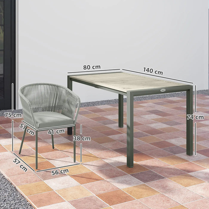 6 Seater Rattan Dining Set with Acacia Wood Top Rectangle Table - Little and Giant Explorers Outsunny