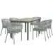 6 Seater Rattan Dining Set with Acacia Wood Top Rectangle Table - Little and Giant Explorers Outsunny