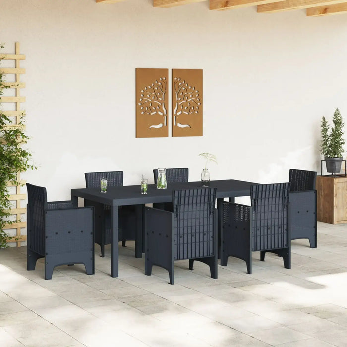 Garden Table in Anthracite and Poly Rattan (200 x 100 x 73cm) - Little and Giant Explorers vidaXL