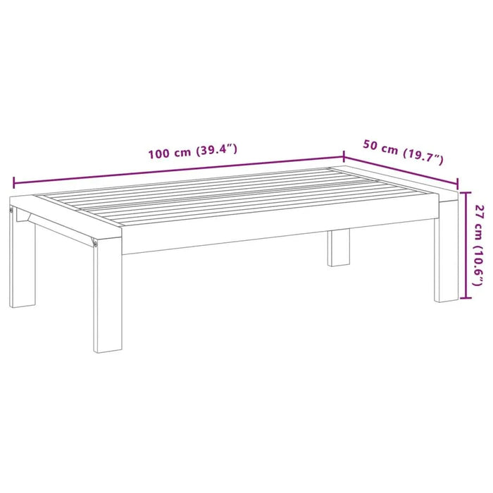 Garden Table in Solid Wood Acacia (100 x 50 x 27cm) - Little and Giant Explorers vidaXL