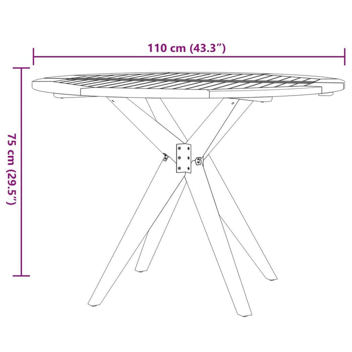 Garden Table Round in Solid Wood Acacia (Ø110 x 75cm) - Little and Giant Explorers vidaXL