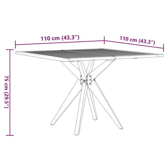 Garden Table Square in Solid Wood Acacia (110 x 110 x 75cm) - Little and Giant Explorers vidaXL