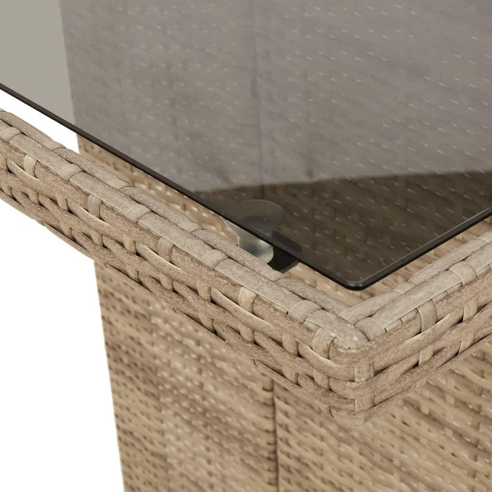 Garden Table with Glass Top in Beige and Poly Rattan (190 x 80 x 74 cm) - Little and Giant Explorers vidaXL