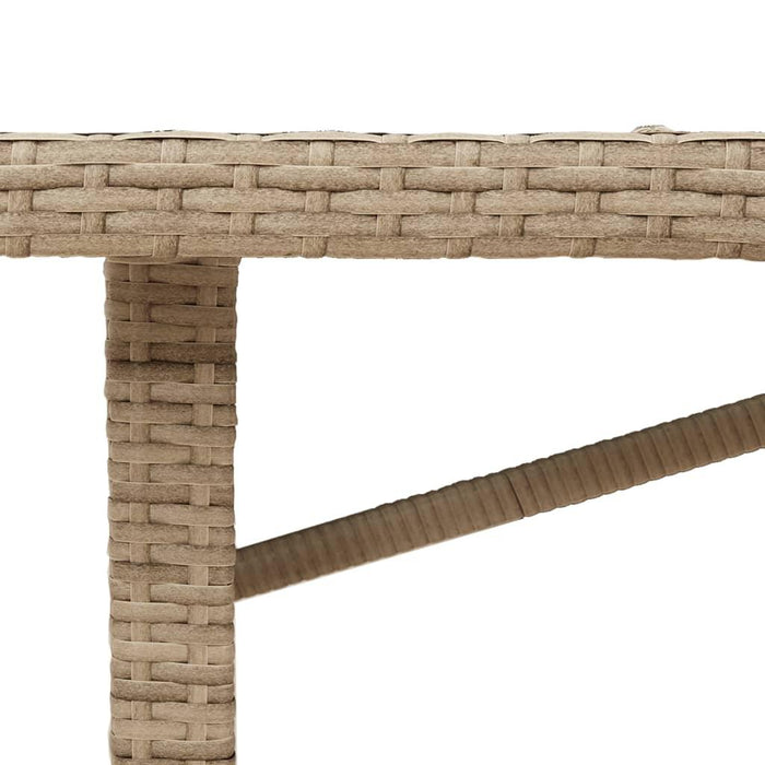 Garden Table with Glass Top in Beige and Poly Rattan (190 x 80 x 74 cm) - Little and Giant Explorers vidaXL