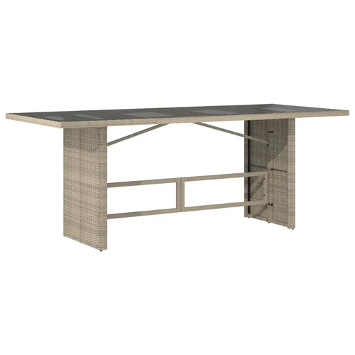 Garden Table with Glass Top in Light Grey and Poly Rattan - Little and Giant Explorers vidaXL