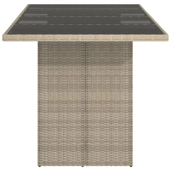 Garden Table with Glass Top in Light Grey and Poly Rattan - Little and Giant Explorers vidaXL