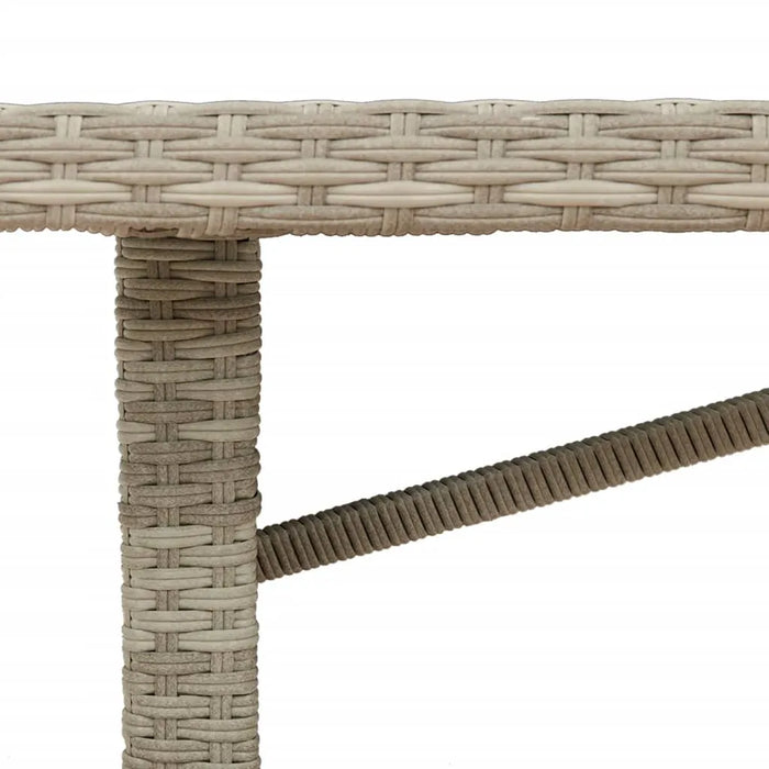 Garden Table with Glass Top in Light Grey and Poly Rattan - Little and Giant Explorers vidaXL