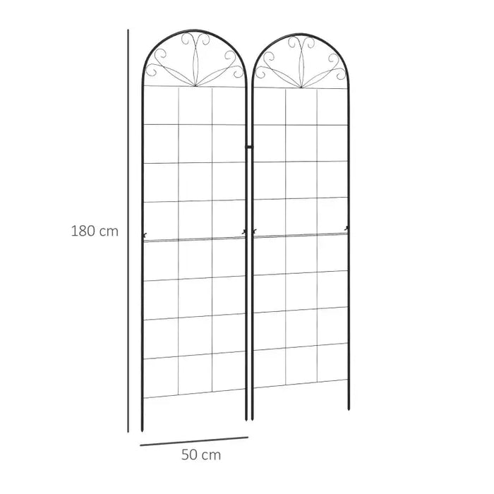 Garden Trellis Panels – Pack of 2 | 180 x 50cm - Decorative Steel Frame OUTSUNNY - Little and Giant Explorers Outsunny