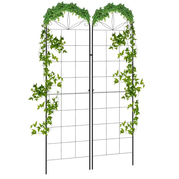 Garden Trellis Panels – Pack of 2 | 180 x 50cm - Decorative Steel Frame OUTSUNNY - Little and Giant Explorers Outsunny
