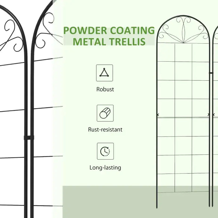 Garden Trellis Panels – Pack of 2 | 180 x 50cm - Decorative Steel Frame OUTSUNNY - Little and Giant Explorers Outsunny