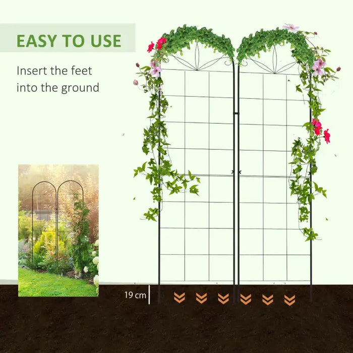 Garden Trellis Panels – Pack of 2 | 180 x 50cm - Decorative Steel Frame OUTSUNNY - Little and Giant Explorers Outsunny