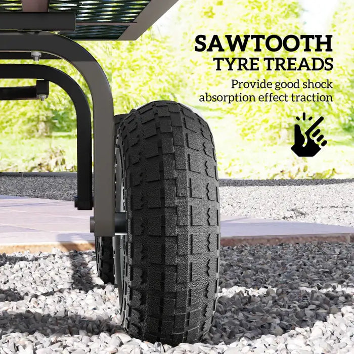 Garden Trolley Wheels – Set of 4 Pneumatic Rubber Tyres | 25.5cm Diameter - 80kg Capacity OUTSUNNY - Little and Giant Explorers Outsunny