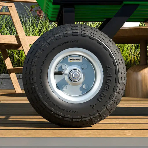 Garden Trolley Wheels – Set of 4 Pneumatic Rubber Tyres | 25.5cm Diameter - 80kg Capacity OUTSUNNY - Little and Giant Explorers Outsunny