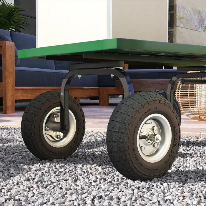 Garden Trolley Wheels – Set of 4 Pneumatic Rubber Tyres | 25.5cm Diameter - 80kg Capacity OUTSUNNY - Little and Giant Explorers Outsunny