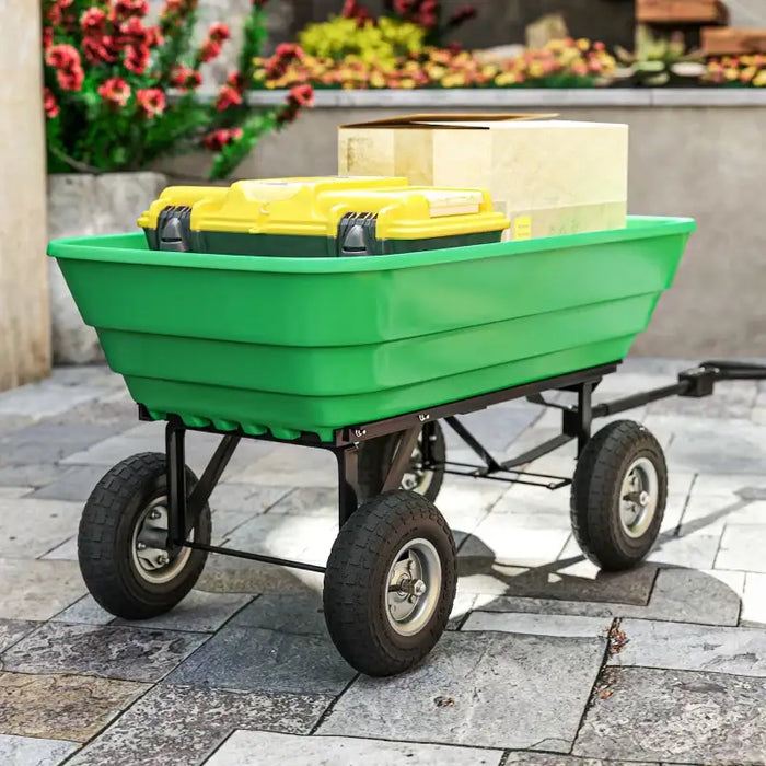 Garden Trolley Wheels – Set of 4 Pneumatic Rubber Tyres | 25.5cm Diameter - 80kg Capacity OUTSUNNY - Little and Giant Explorers Outsunny