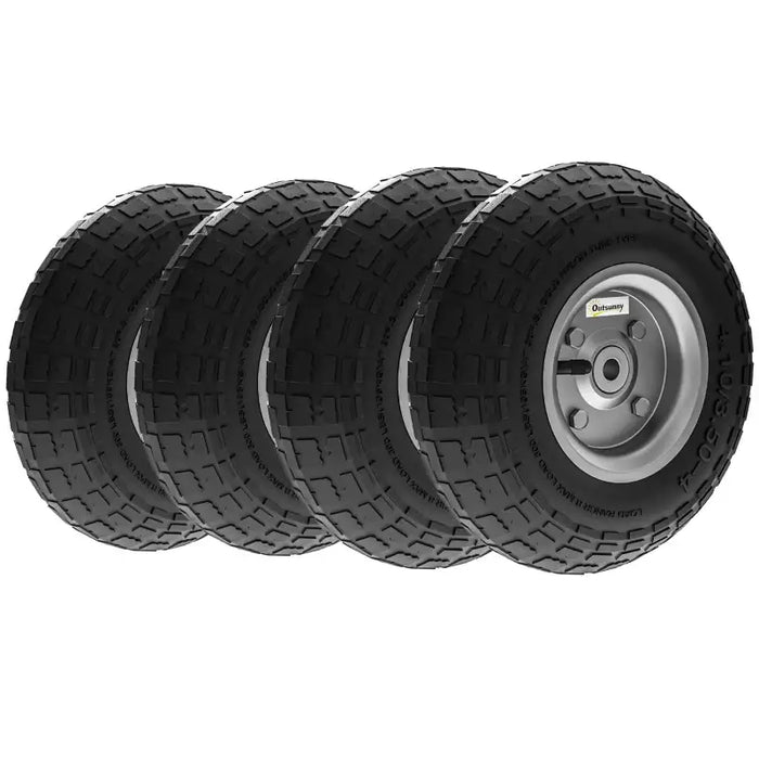 Garden Trolley Wheels – Set of 4 Pneumatic Rubber Tyres | 25.5cm Diameter - 80kg Capacity OUTSUNNY - Little and Giant Explorers Outsunny