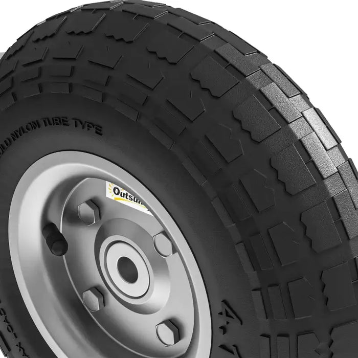 Garden Trolley Wheels – Set of 4 Pneumatic Rubber Tyres | 25.5cm Diameter - 80kg Capacity OUTSUNNY - Little and Giant Explorers Outsunny