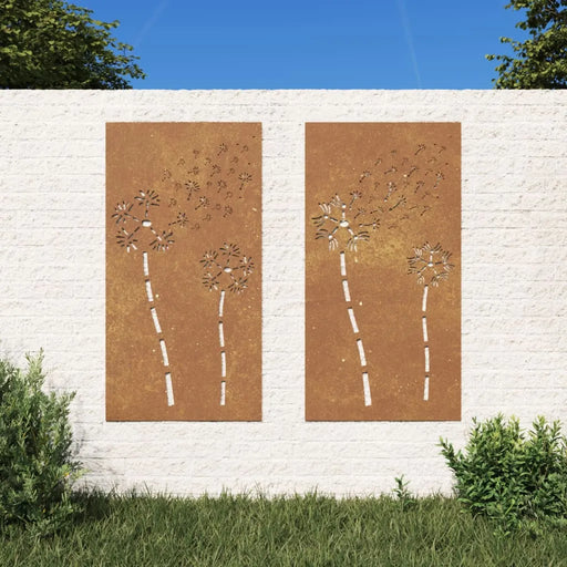 Garden Wall Decorations – Set of 2 | Corten Steel - Floral Pattern Design VIDAXL - Little and Giant Explorers vidaXL