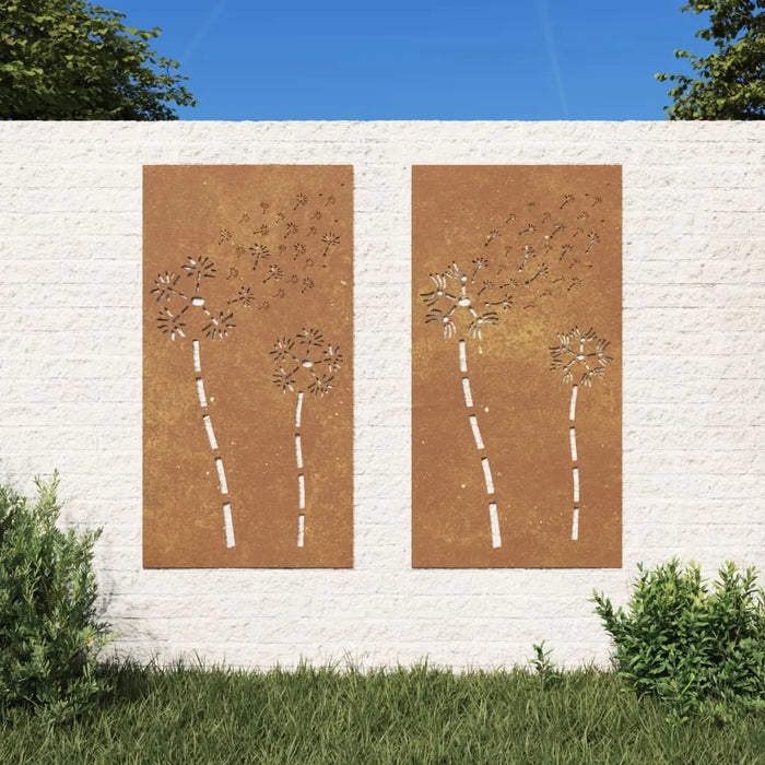 Garden Wall Decorations – Set of 2 | Corten Steel - Floral Pattern Design VIDAXL - Little and Giant Explorers vidaXL