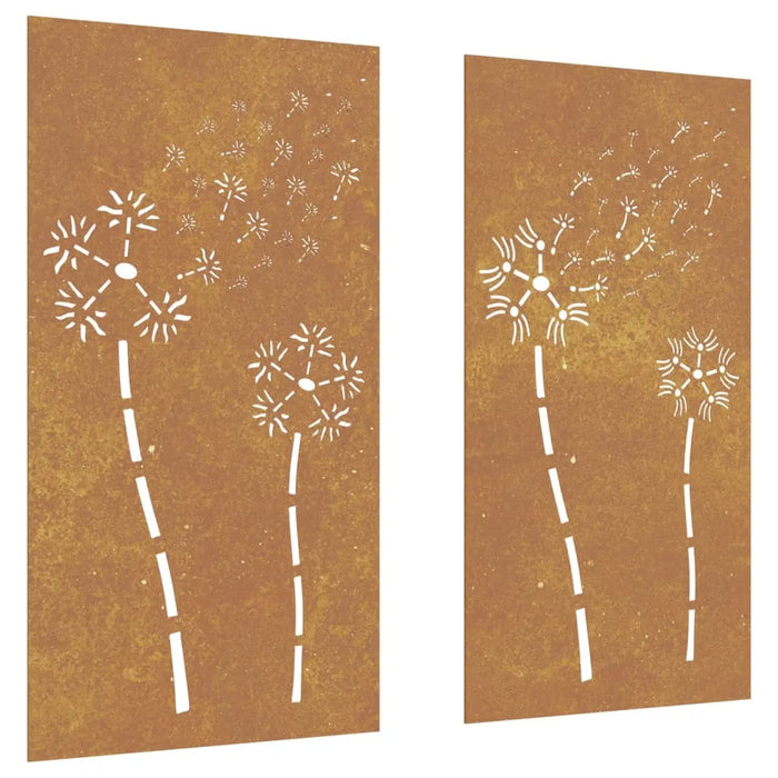 Garden Wall Decorations – Set of 2 | Corten Steel - Floral Pattern Design VIDAXL - Little and Giant Explorers vidaXL