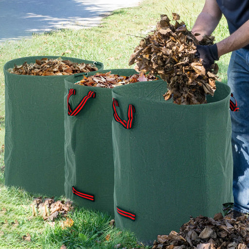 Garden Waste Bag Set Green | 3 x 300L Capacity Heavy-Duty Polypropylene - Little and Giant Explorers Outsunny