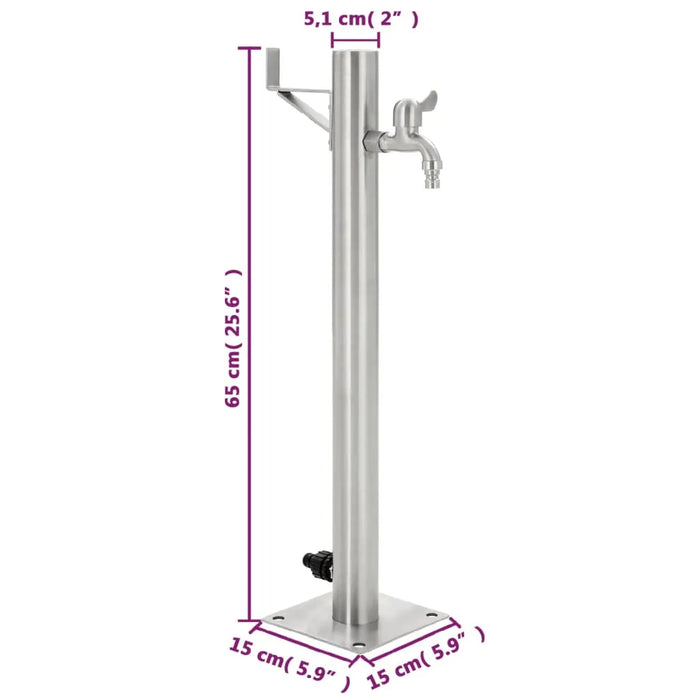 Garden Water Column in Stainless Steel 65cm - Little and Giant Explorers vidaXL