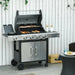 Gas Barbecue Grill 4+1 Burner with Side Burner Warming Rack - Little and Giant Explorers Outsunny