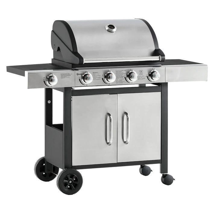 Gas Barbecue Grill 4+1 Burner with Side Burner Warming Rack - Little and Giant Explorers Outsunny